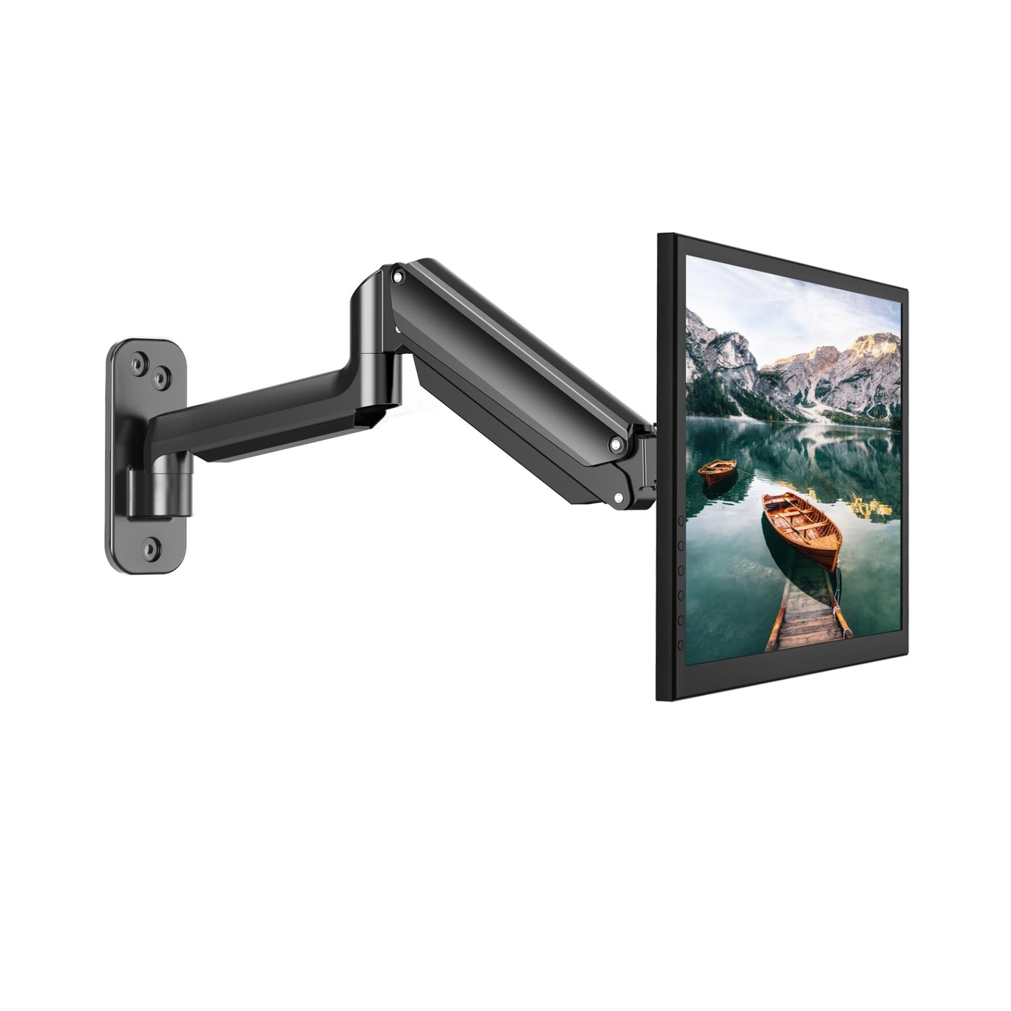 HUANUO Single Monitor Wall Mount for 13 to 32 Inch Computer Screen, Gaming Monitor Wall Mount Arm Holds up to 17.6lbs, Height Adjustable Full Motion