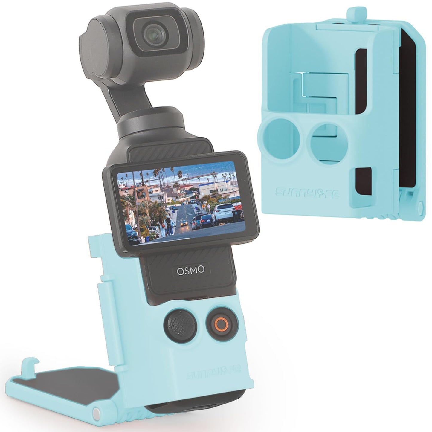 Honlyn Magnetic Mount for DJI Osmo Pocket 3 Adjustable Foldable Multifunctional Desktop Base Bracket Portable Durable Stand Holder (Blue)