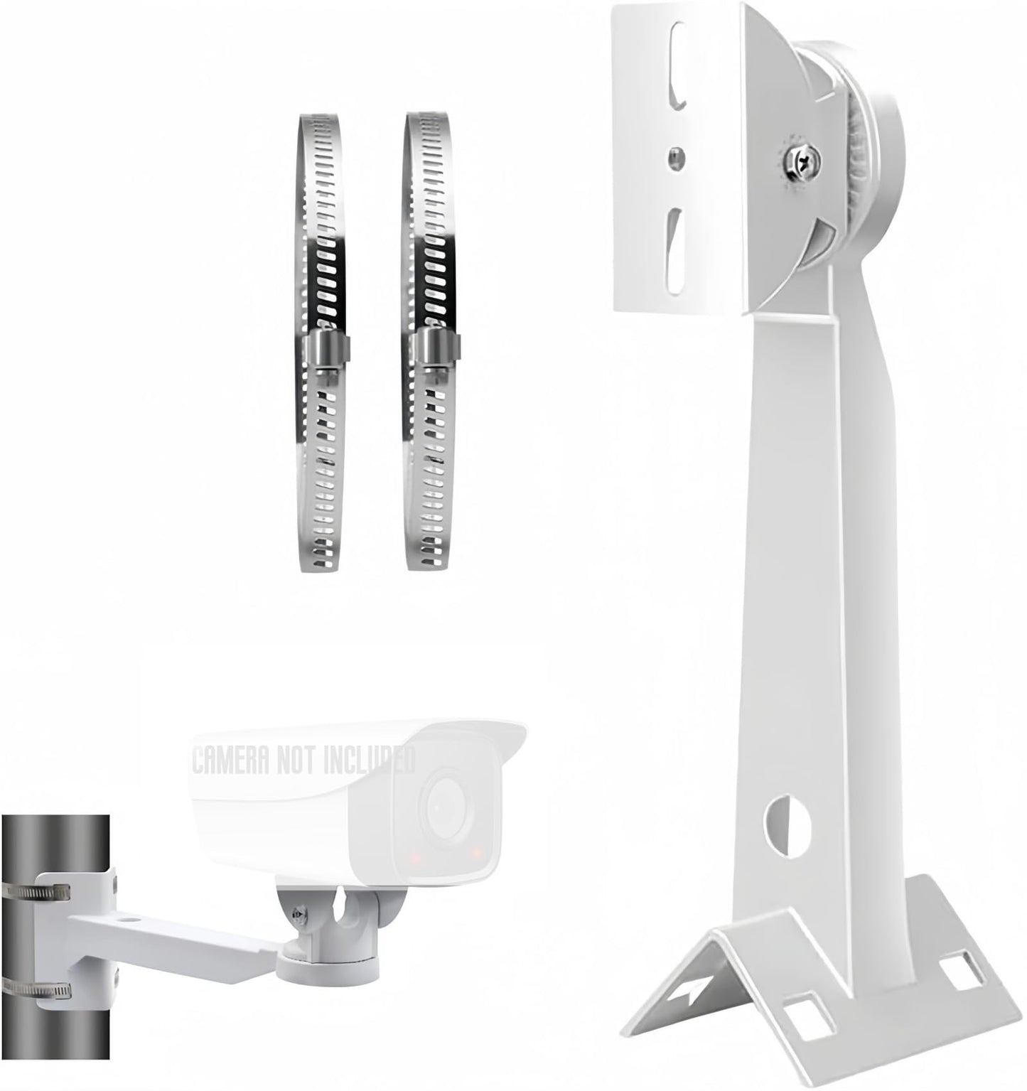 V-Fiabilidad 11.8'' (300mm) Heavy Duty CCTV Camera Mount Bracket - Weatherproof Pole/Wall/Corner Mount, Adjustable 90° Tilt for Bullet/PTZ/Dome IP