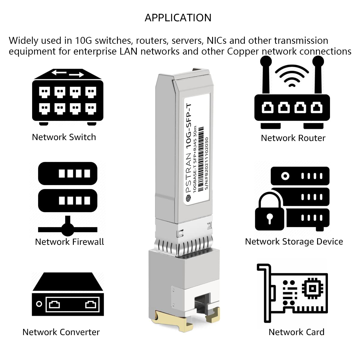 OPSTRAN 10GBASE-T SFP+ RJ45 Copper Transceiver Module Compatible with Fortinet FN-TRAN-SFP+GC FS-TRAN-SFP+GC 10G SFP+ 30m Cat6a/7