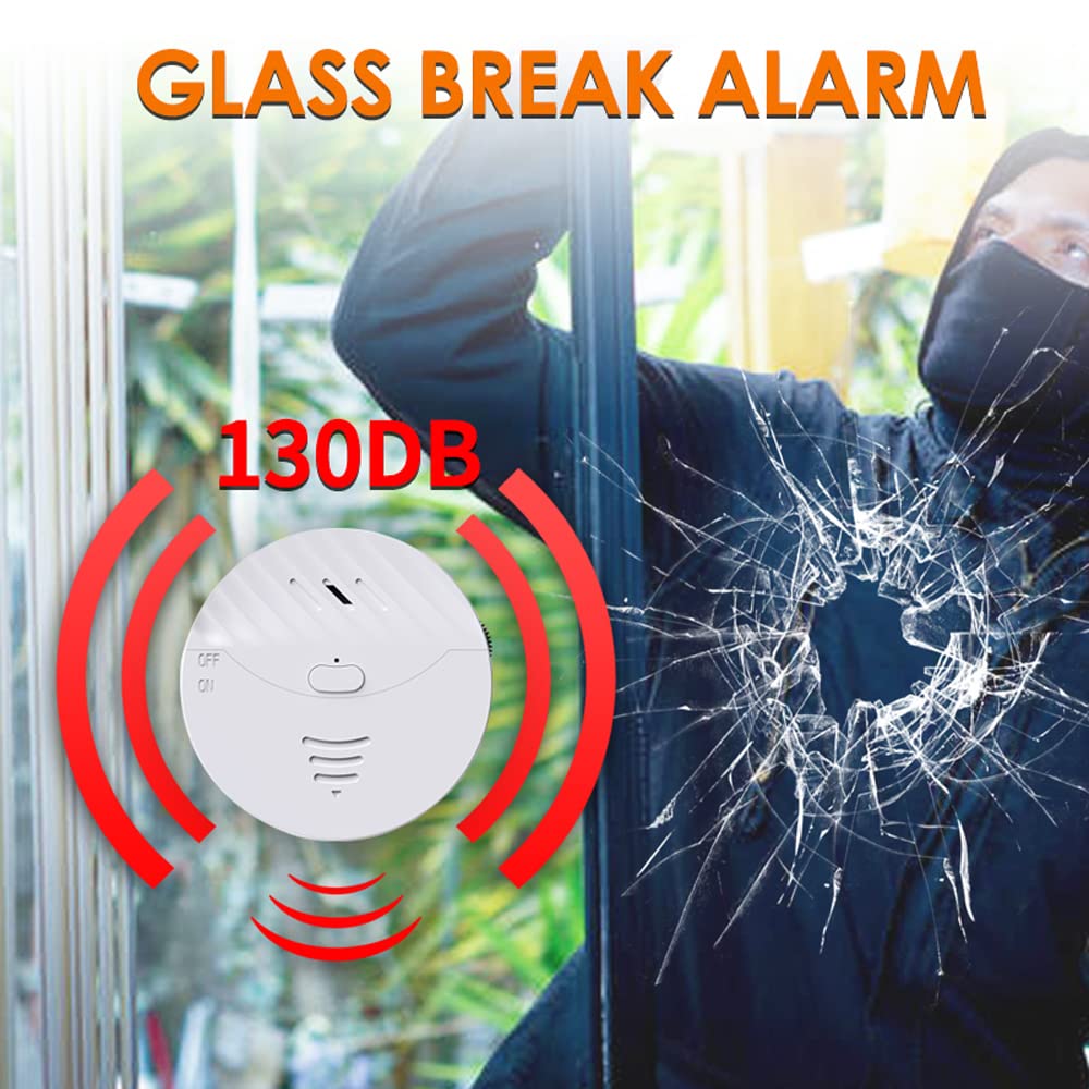 WiFi Window Alarm System, 2 Pack Glass Break Detection with Phone APP, 120dB Smart Alarms with Adjustable Vibration Sensor for Car,Home Security