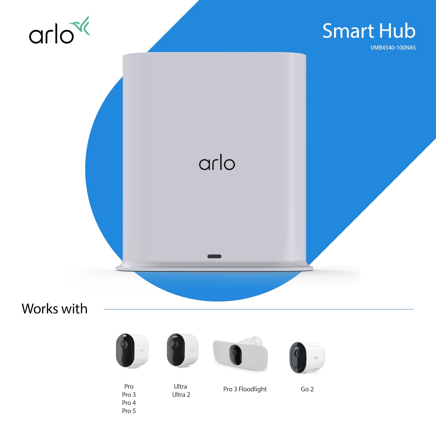 Arlo Pro SmartHub, Arlo Certified Accessory - Connects Cameras to Wi-Fi, Works with: Essential (1/2/3/3 XL, Pro 5S/6/6 XL, Ultra Cameras, Floodlight