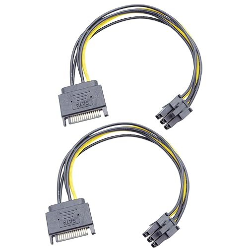 ELFJMZP SATA 15 PIN to ATX 6PIN Adapter GPU Power Cable 8.7in/22.0cm(Pack of 2)