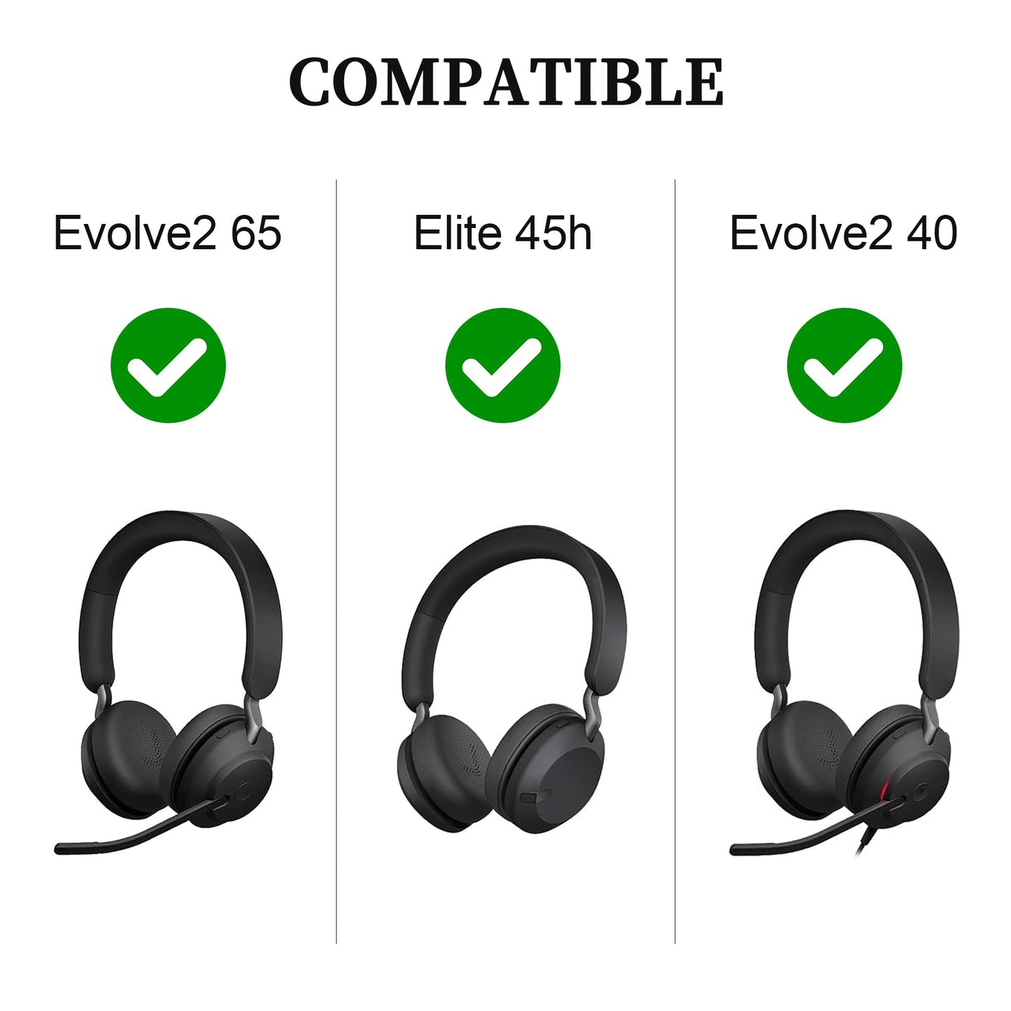 Replacement Earpads for Jabra Evolve2 65 - Softer Protein Leather Ear Pads Cushions for Jabra Evolve2 65/ Evolve2 40/ Elite 45h On-Ear Wireless