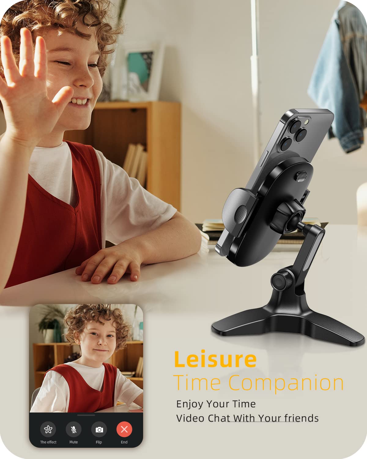 APPS2Car Heavy Duty Phone Stand - Adjustable Desktop Holder for Video Calls, Compatible with 4.7-6.8" Smartphones & Thick Cases, Perfect for Home