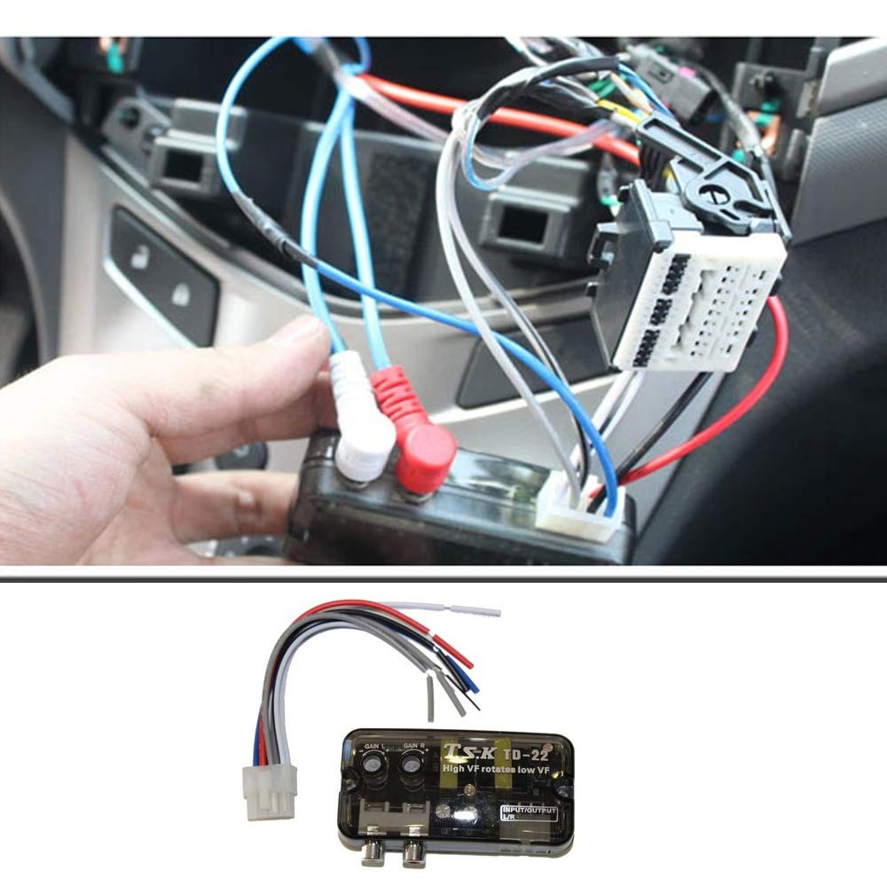 Acxico 1Pcs Car Stereo to RCA Speaker Wire Line Converter Output Adapter High to Low Line Speaker Level Converter High/Low Rotate