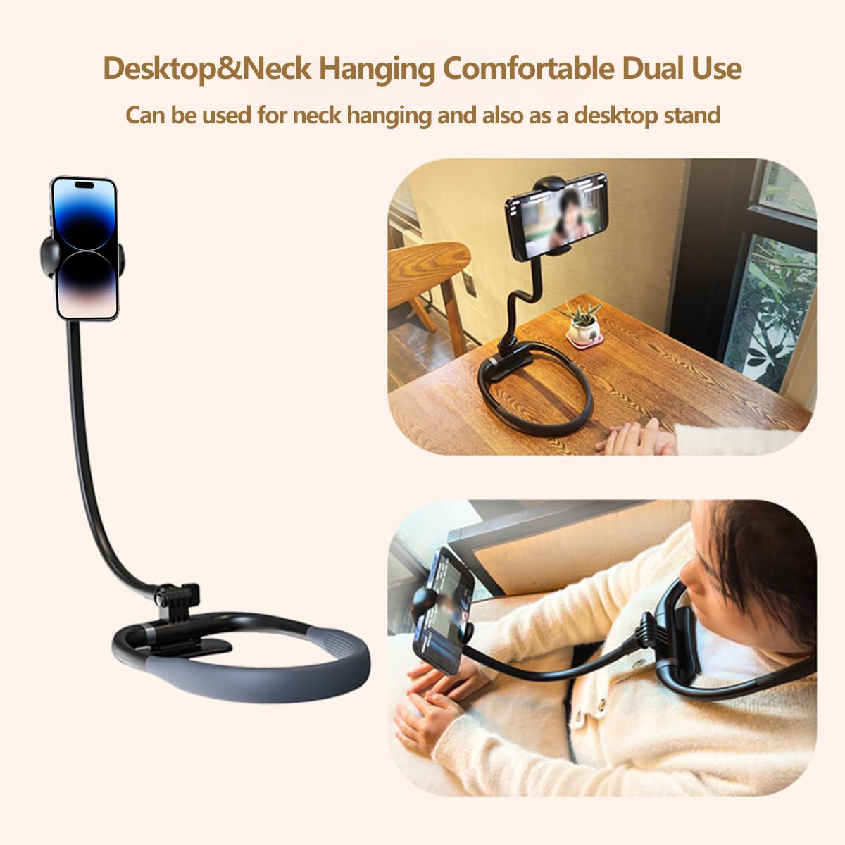 Chapter Seven Neck Phone Holder for Recording,Upgrade Gooseneck Cell Phone Stand,Flexible Lazy Bracket DIY 360 Degree Free Rotating for Multiple