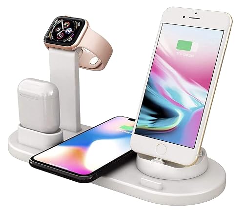 4 in 1 Wireless Magnetic Charging Station for All Apple Watch Series, AirPods Pro 3/2/1, iPhone 14/14 Plus/13/12/11 Pro/Pro Max/X/XS Max,Samsung