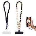 nets Tribe 2-Pack Wrist Strap & Lanyard Set - Sporty/Chain Style Phone Wristlet with Upgraded Anti-Slip Pads|Adjustable Cell (Black)