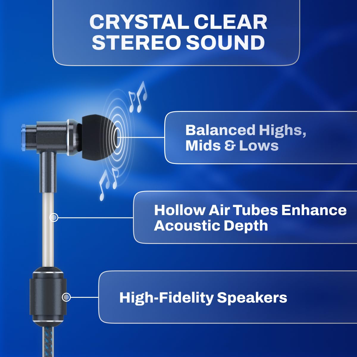 DefenderShield Air Tube Stereo Earbuds USB-C with Memory Foam Ear Tips - Universal Acoustic Wired Headphones with Mic & Volume Control