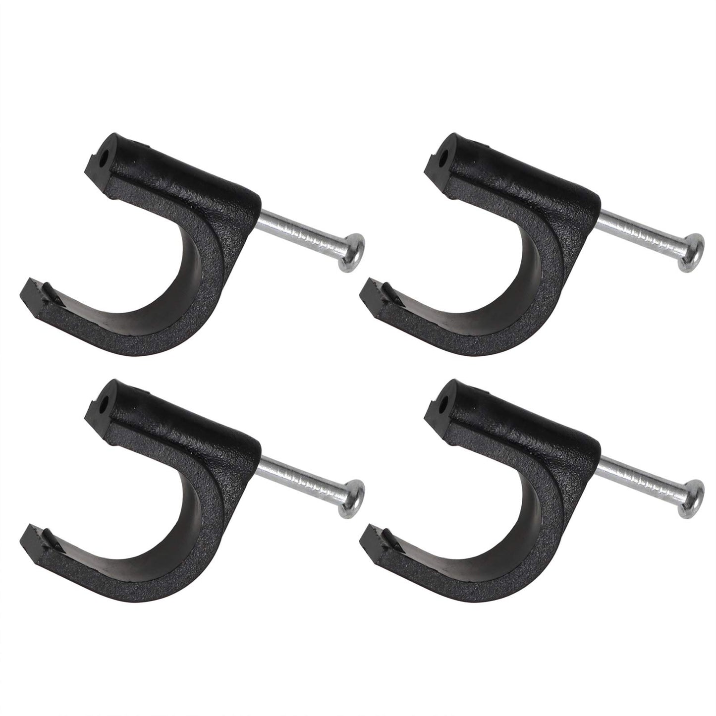 HJ Garden 50pcs Half Clamp J-Hook with Nail For Pex Tubing Pipe Support Round Cable Fixing Tie, Black