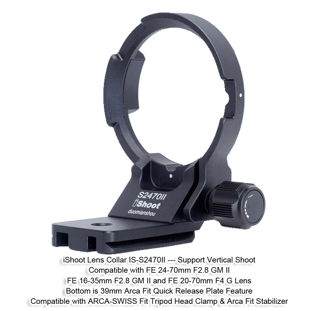 iShoot Lens Collar Tripod Mount Ring Compatible with Sony FE 16-35mm F2.8 GM II, FE 20-70mm F4 G, FE 24-70mm f/2.8 GM II, Support Compatible