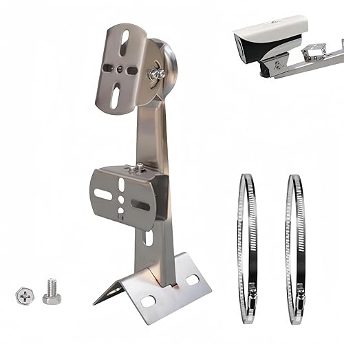 GledeYeTec Security Camera Corner Pole Mounting Bracket,Stainless Steel Wall Corner Mount Holder Pole/Column Mounting Camera Bracket for Double CCTV