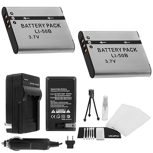 LI-50B Battery 2-Pack Bundle with Rapid Travel Charger and UltraPro Accessory Kit for Select Olympus Cameras Including SZ-14, SZ-15, SZ-16, Tough