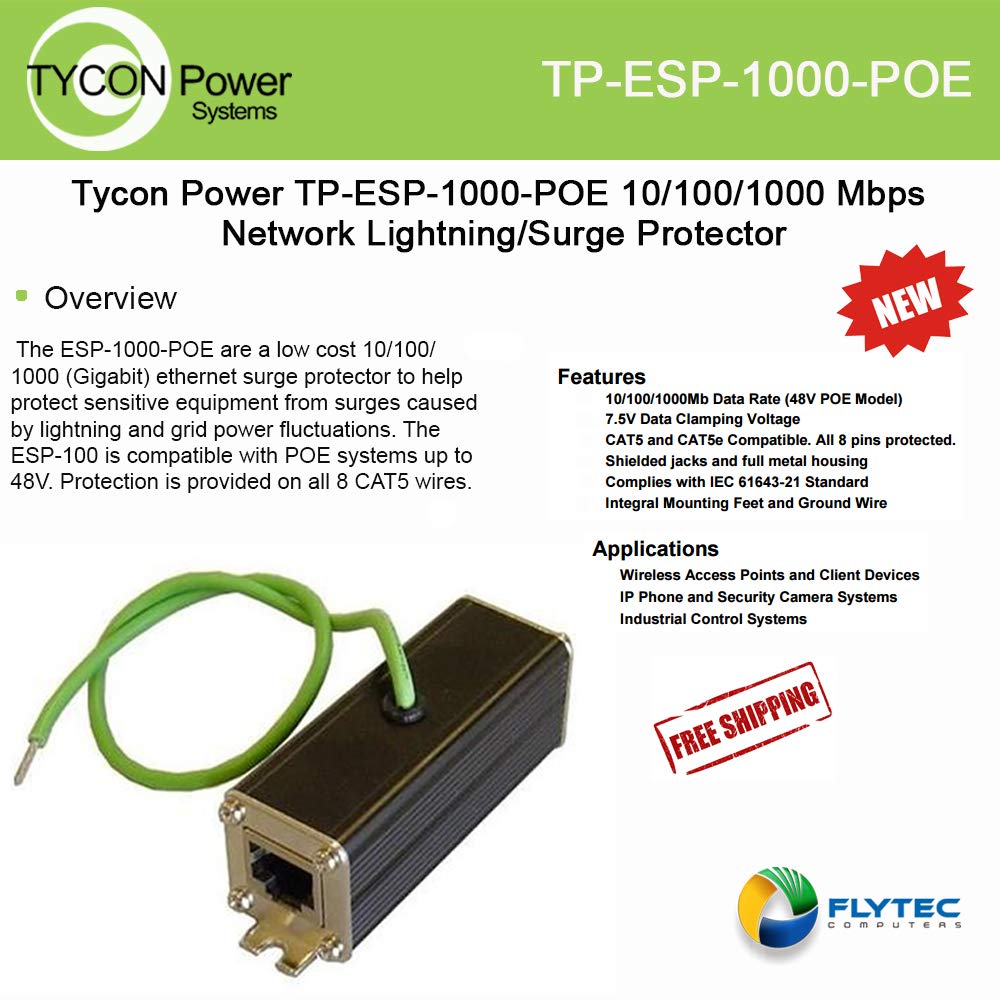 Tycon Systems, Inc Surge Protector, 5ka Surge - TP-ESP-1000-POE