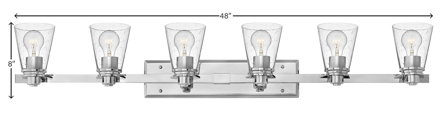 Hinkley Avon Collection Contemporary Modern Six Light Bathroom Vanity Fixture, Chrome with Clear Glass