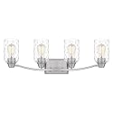 Quoizel Acacia 4-Light Brushed Nickel Vanity Light with Dappled Clear Water Glass, Transitional Style Wall Light for Bathroom or Powder Room