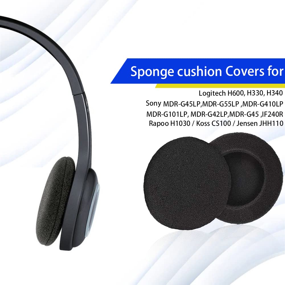 10 Pairs 60mm/2.4" Replacement Foam Ear Pud Earpads Sponge Cushion Covers for Logitech H600, H330, H340,Sony MDR-G45LP,Jensen JHH110 /FreeTalk