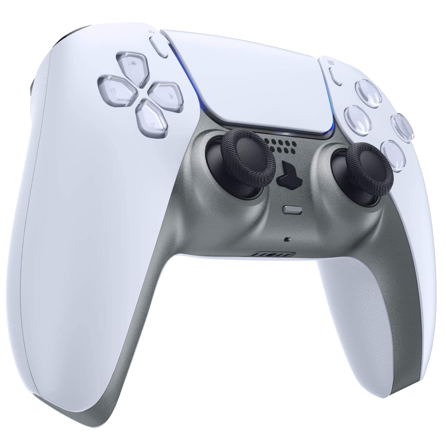 eXtremeRate Metallic Steel Gray Decorative Trim Shell Compatible with p s 5 Controller, DIY Replacement Clip Shell, Custom Plates Cover Compatible
