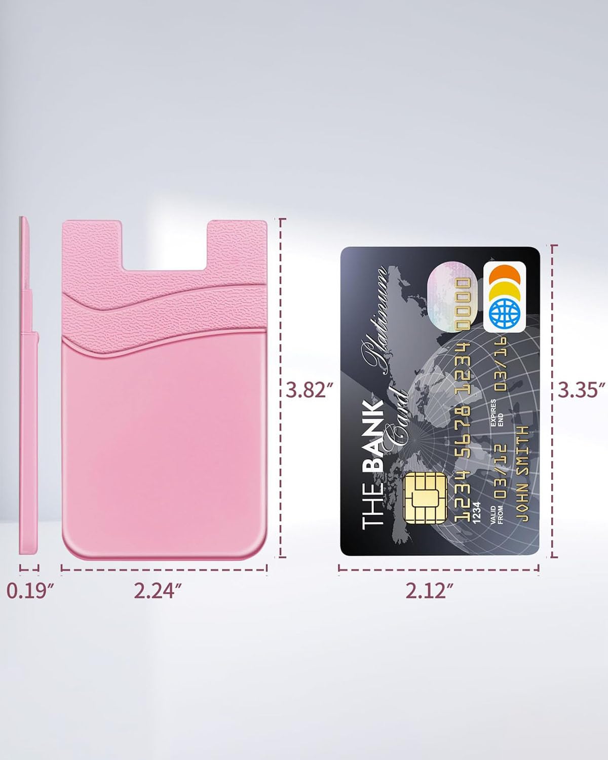 BIAJIYA Card Holder for Phone Case, Silicone Phone Card Holder Stick On Phone Wallet, Sticky Wallet ID/Credit Card Holder Pouch for iPhone Samsung