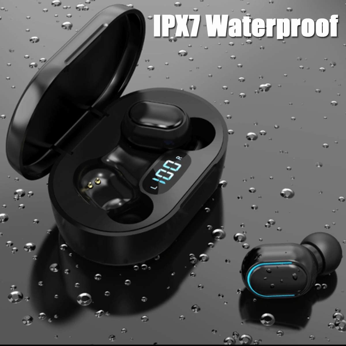 CAGPMEOL Wireless Headphones, True Wireless Earbuds with Led Display Charging Case, HD HiFi Stereo, Smart Control, Built-in Mic, IPX7 Waterproof