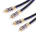 KUYIOHIFI Dual 2RCA Male to 2RCA Male Stereo Audio Cable, Double-Shielded (OD 8.0mm), for Amplifiers, AV Receivers, Hi-Fi System (4 Feet)