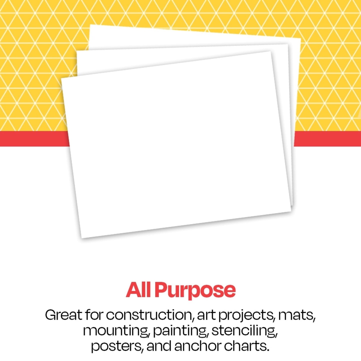 School Smart Railroad Poster Board Paper, 22 x 28 Inches, 4-Ply, White, Pack of 25