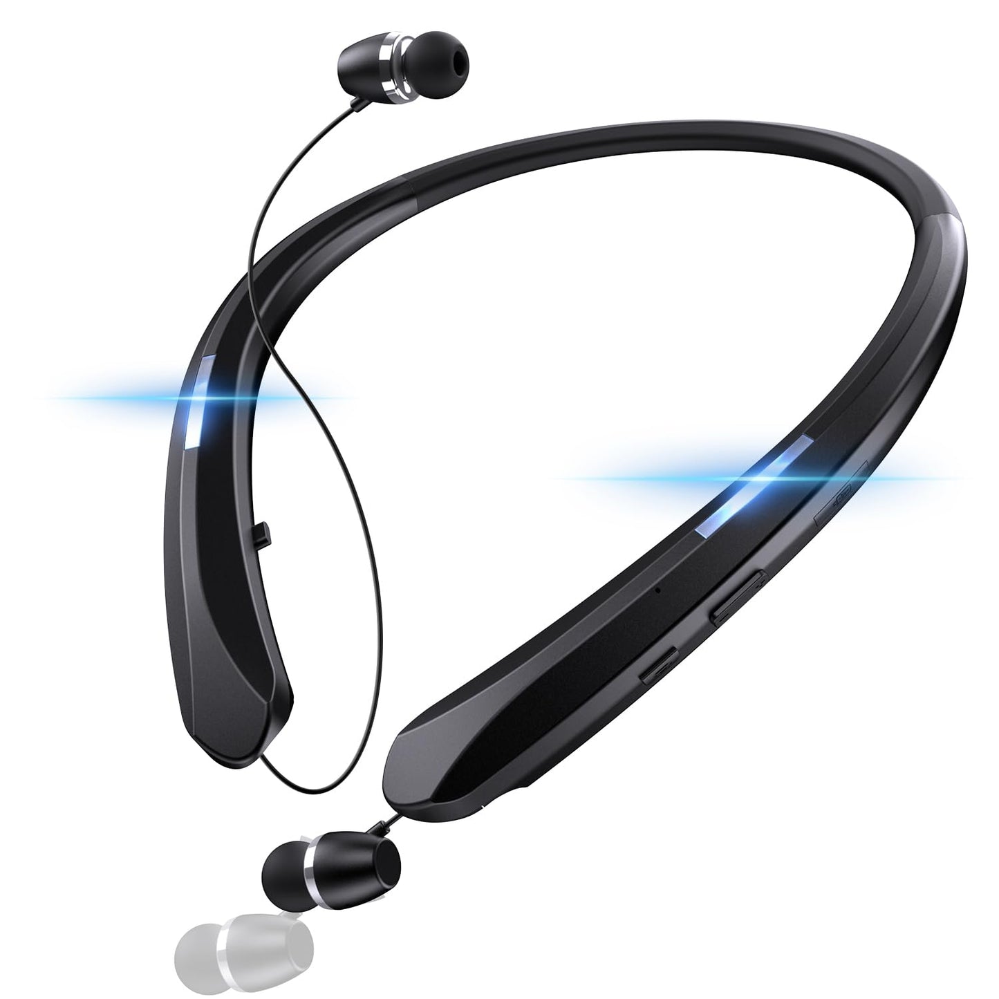 PIMAKOI Bluetooth 5.3 Neckband Bluetooth Headphones,Retractable Headphone with IPX5 Sweatproof & Vibration Calls for Running, Gym, and Sweat-Proof