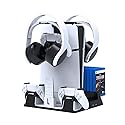 JOYTORN PS5 Vertical Stand with Cooling Fan and Dual Controller Charger Station for PlayStation 5/Slim Console, PS-5 Accessories with Headset