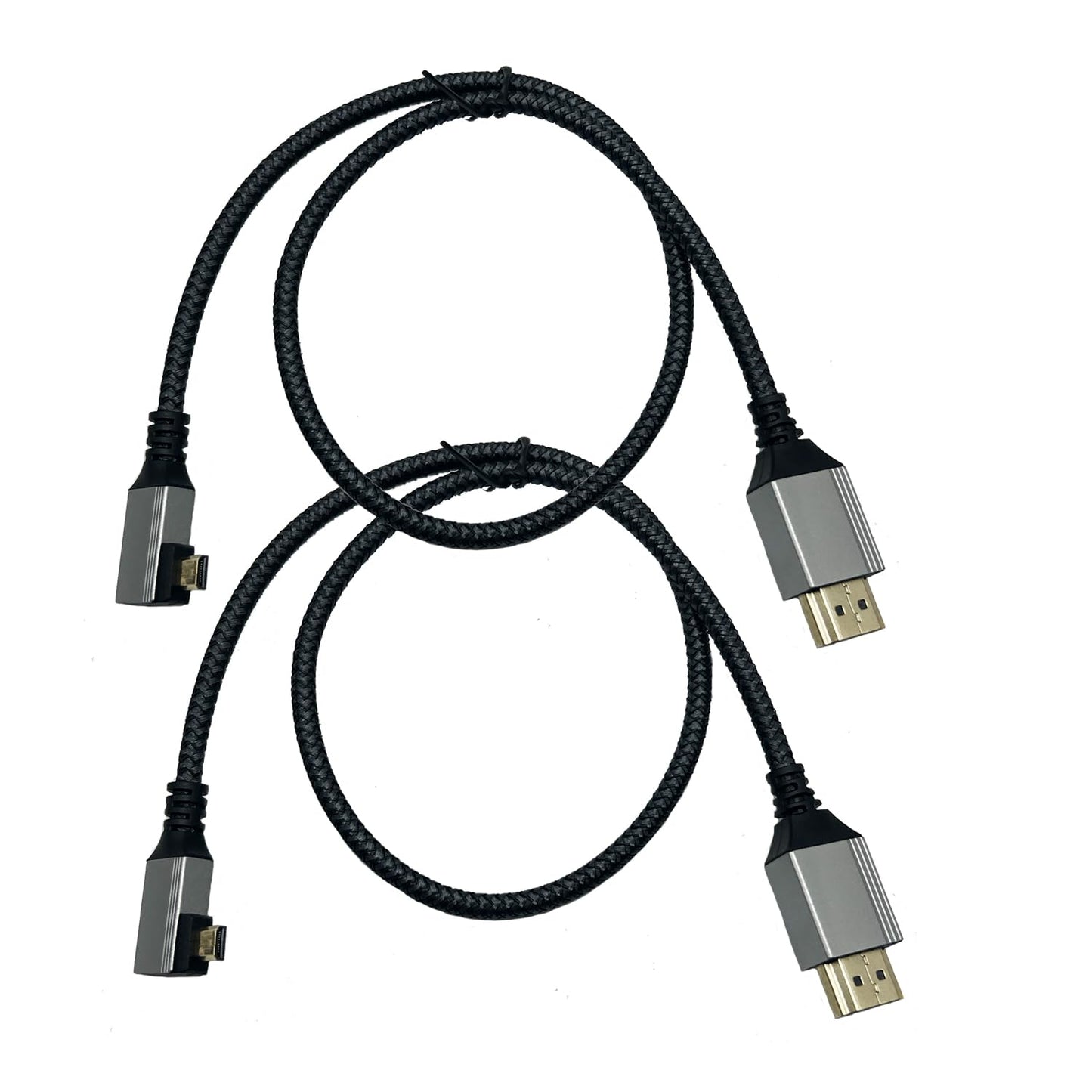Seadream Angled 4K Micro HDMI to HDMI Cable 2Pack Full HDMI to Micro HDMI Right Angled Braided Gold Plated Cord Support 3D 4K/60Hz 1080p,Aluminum