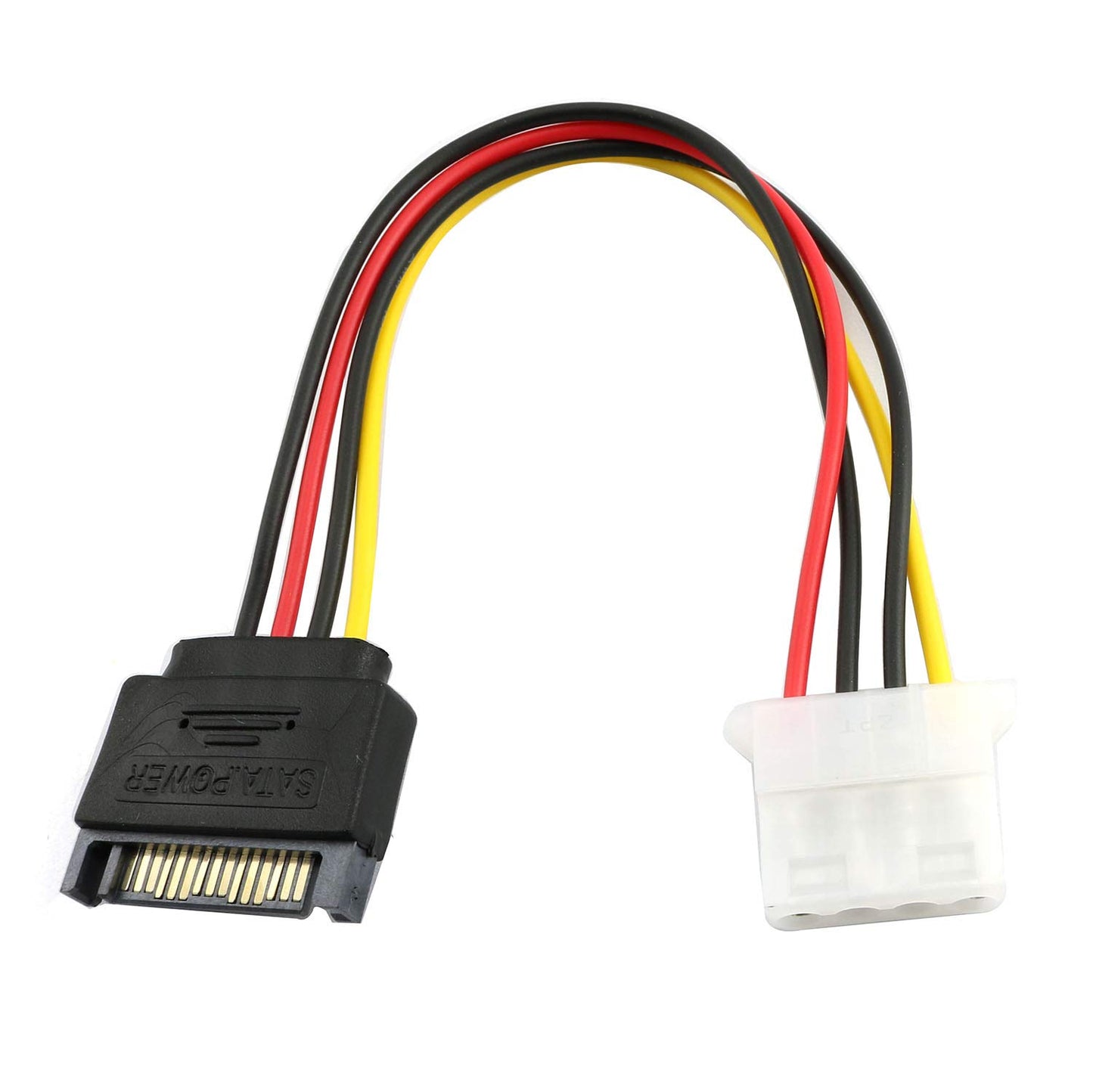 RLECS 2pcs SATA Male to IDE Molex 4Pin Female HDD Extension Power Adapter Cable 15 Pin 20cm for Serial ATA Hard Drives and CD ROM Drives