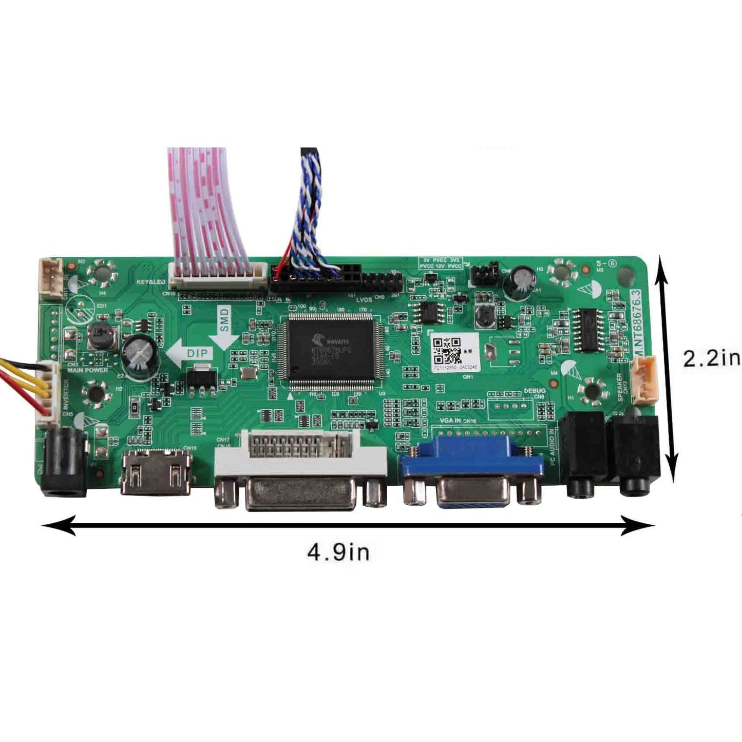 VSDISPLAY DVI VGA Audio LCD Controller Board Work for 14.9inch 1280x390 LTA149B780F 30 PIN LVDS Interface 2CCFL Backlight LCD Screen