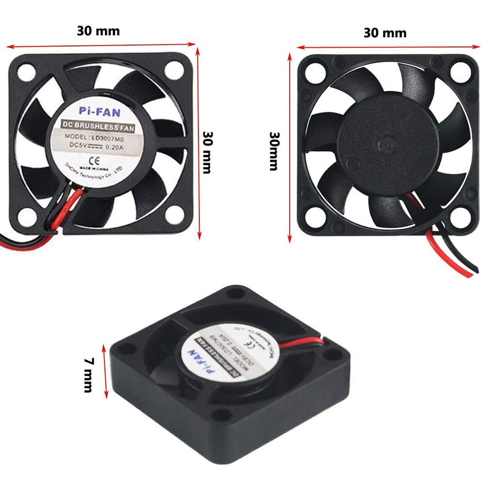 Treedix Brushless CPU Cooling Fan 30x30x7mm Heatsink Cooler Radiator Connector Separating Terminal Interface 3.3V-5V Compatible with Raspberry Pi Fan