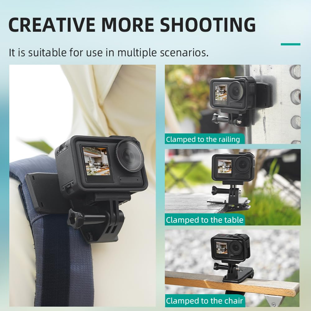 Coyktonty Swivel Backpack Clip Mount for DJI Osmo 360/Action 5 Pro/4 3 2/Pocket 3 2 1/Gopro Series/Insta360 X5/X4/X3/X2/Ace Pro/GO 3S/GO 3 360°