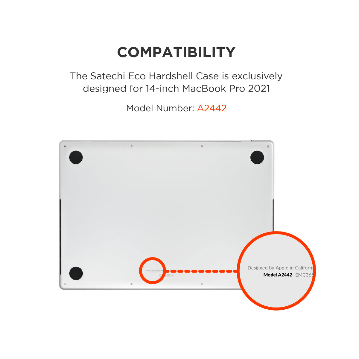 Satechi Eco Hardshell Case for MacBook Pro 14 inch, Hub-Friendly, Clear