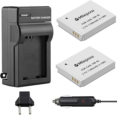 Mliepow 2 Pack NB-6L/NB-6LH Battery and Charger kit Compatible with Canon PowerShot SX540 HS, SX530 HS, SX520 HS, SX510 HS, SX500 HS, SX170 is,SX700