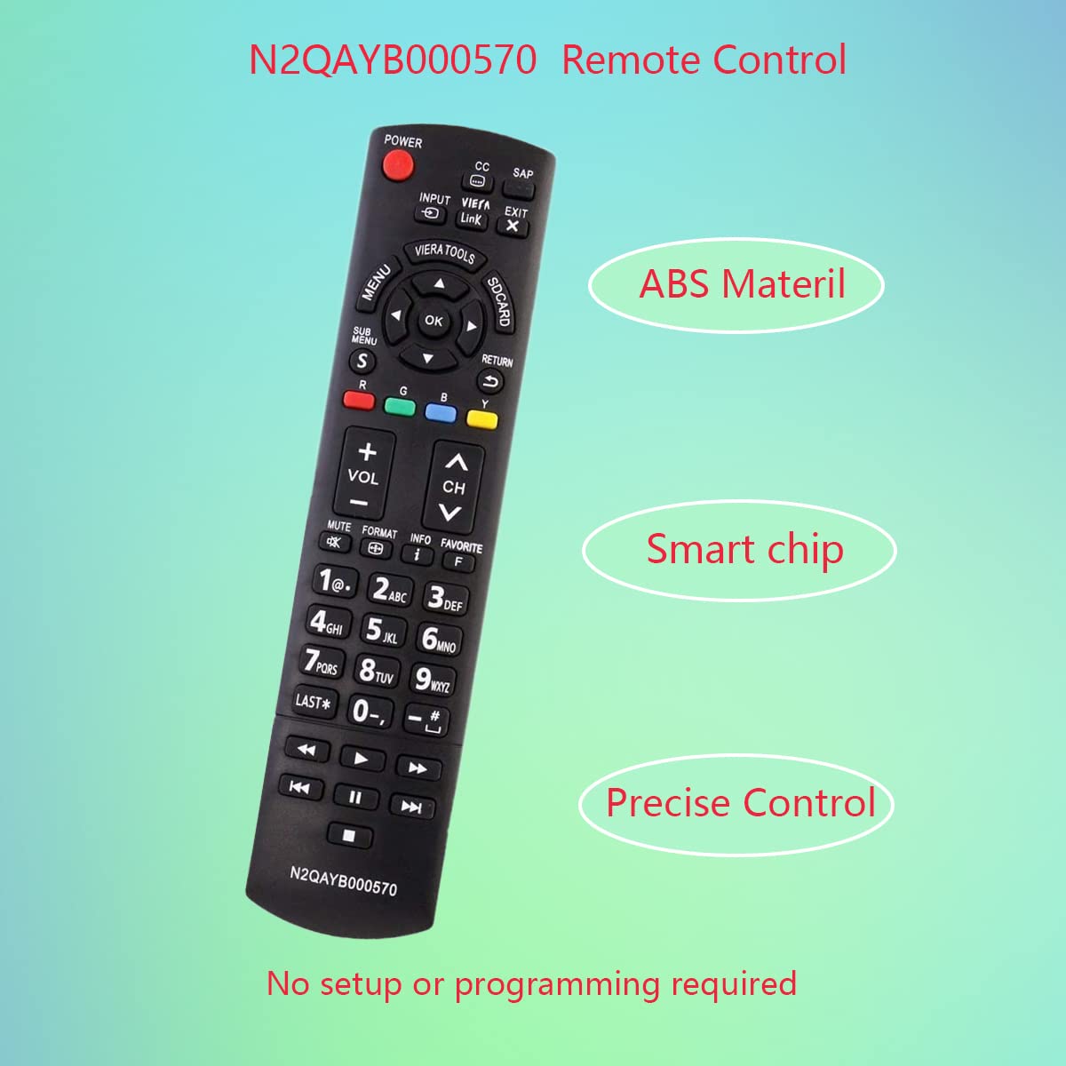 GHUST N2QAYB000570 Remote Control Replacement for Panasonic TV TC-L24C3 TC-L3232C TC-L32C3 TC-L32C3S TC-L32E3 TC-L32U3 TC-L32x30 TC-L37E3 TC-L37U3