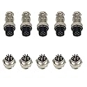 Aviation Plug Connector GX16 8 Pin Panel Metal Mount Circular Aviation Connector Adapter Male Female Plug Socket, Pack of 5 Pairs