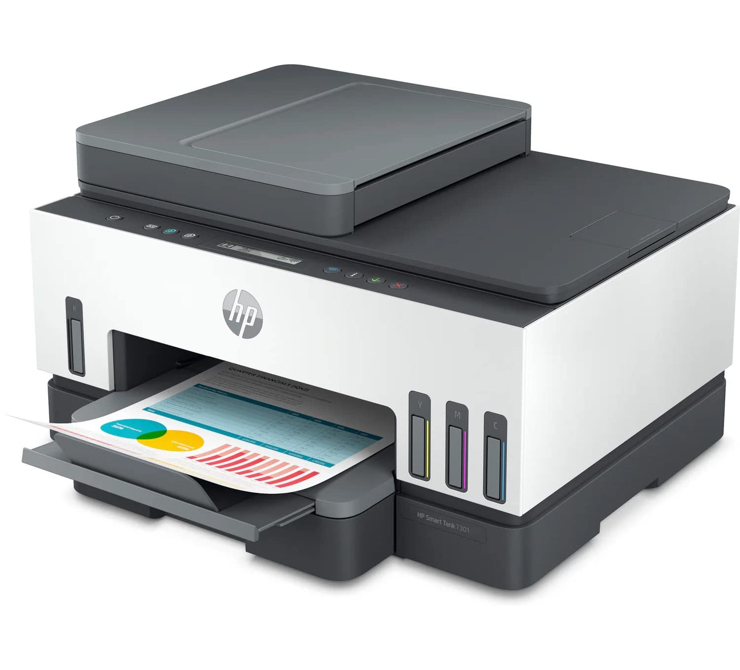 HP Smart -Tank 7301 Wireless All-in-One Cartridge-Free Ink Printer, Mobile Print, scan, Copy, Automatic Document Feeder - 28B70A (Renewed)