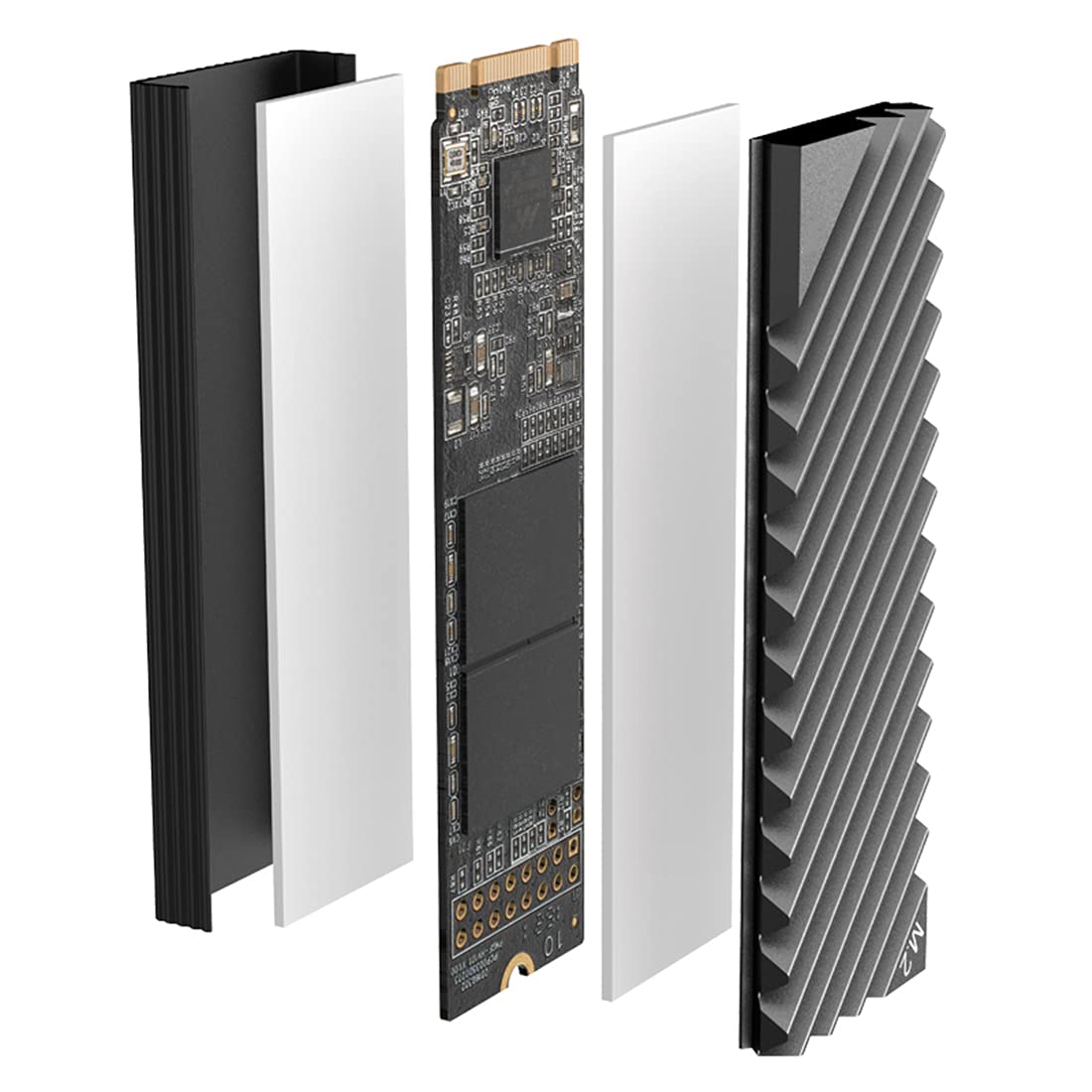M.2 Heatsink Cooler, NVMe M.2 2280 SSD Double-Sided Heat Sinks with Silicone Thermal Pad for PC/PS5 (Grey)