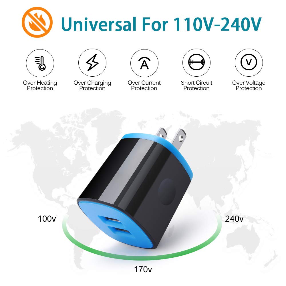 Android Charger Fast Charging Micro USB Cable, 6FT Nylon Micro Cord Wall Charger Block, AbcPow 2.1A Power Adapter with Phone Cord Compatible