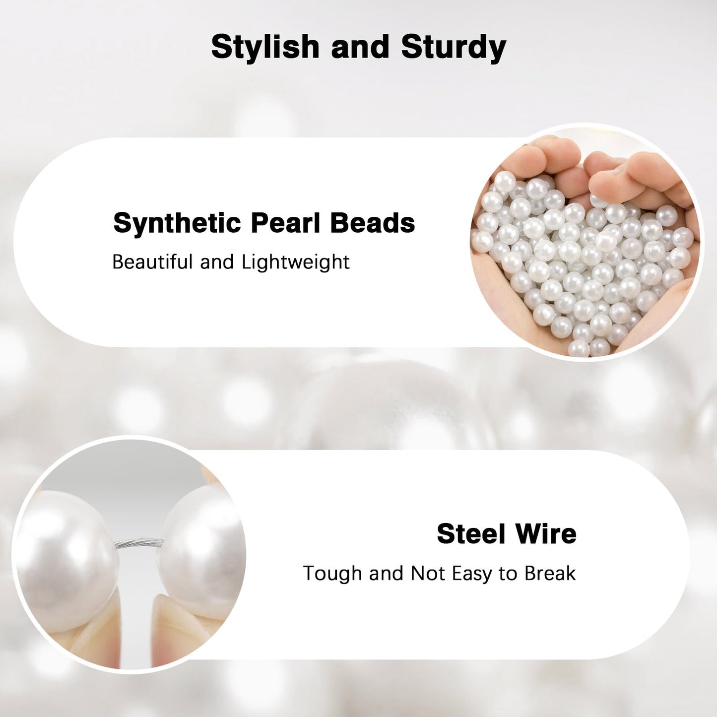 MoKo Pearl Phone Crossbody Chain Lanyard with Wrist Strap and 2 Patches