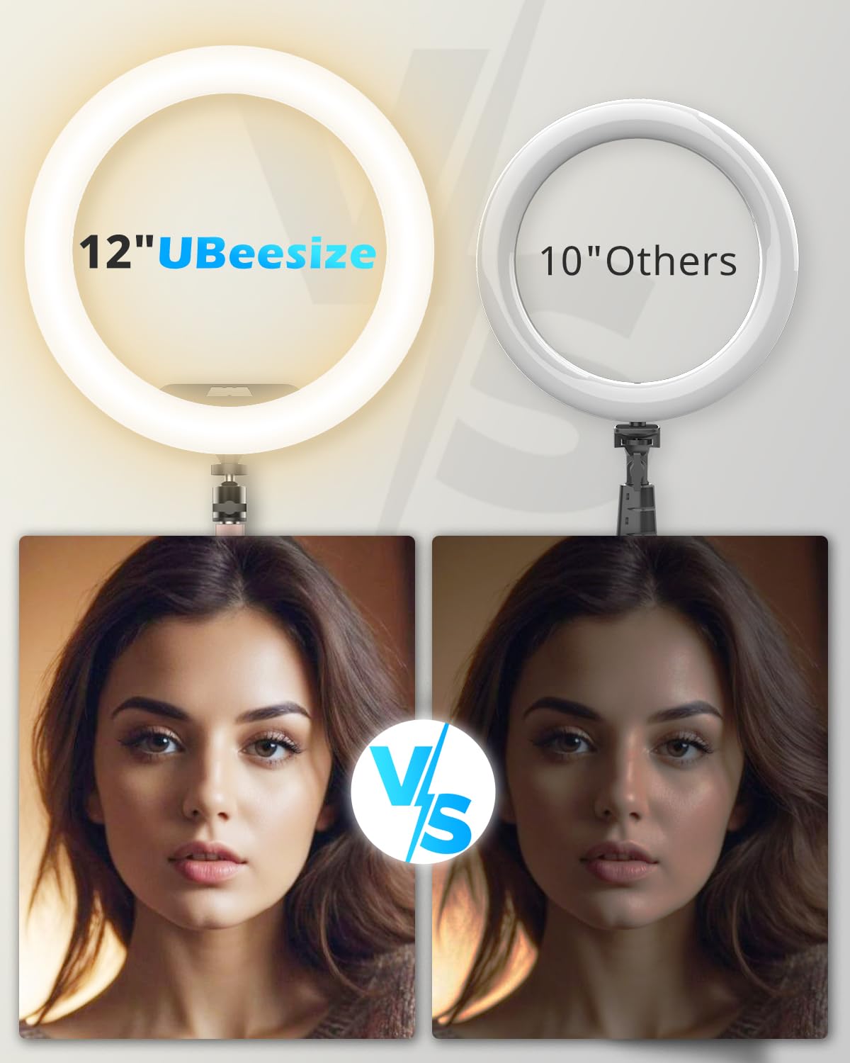 UBeesize 12" Desk Ring Light with Stand and Phone Holder, Overhead Phone Mount for Video Recording, Zoom Meeting, Live Streaming, Tiktok