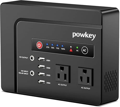powkey 200W Portable Power Bank with AC Outlet, 146Wh Rechargeable Backup Lithium Battery, 110V Pure Sine Wave AC Outlet for Outdoor RV Trip Travel