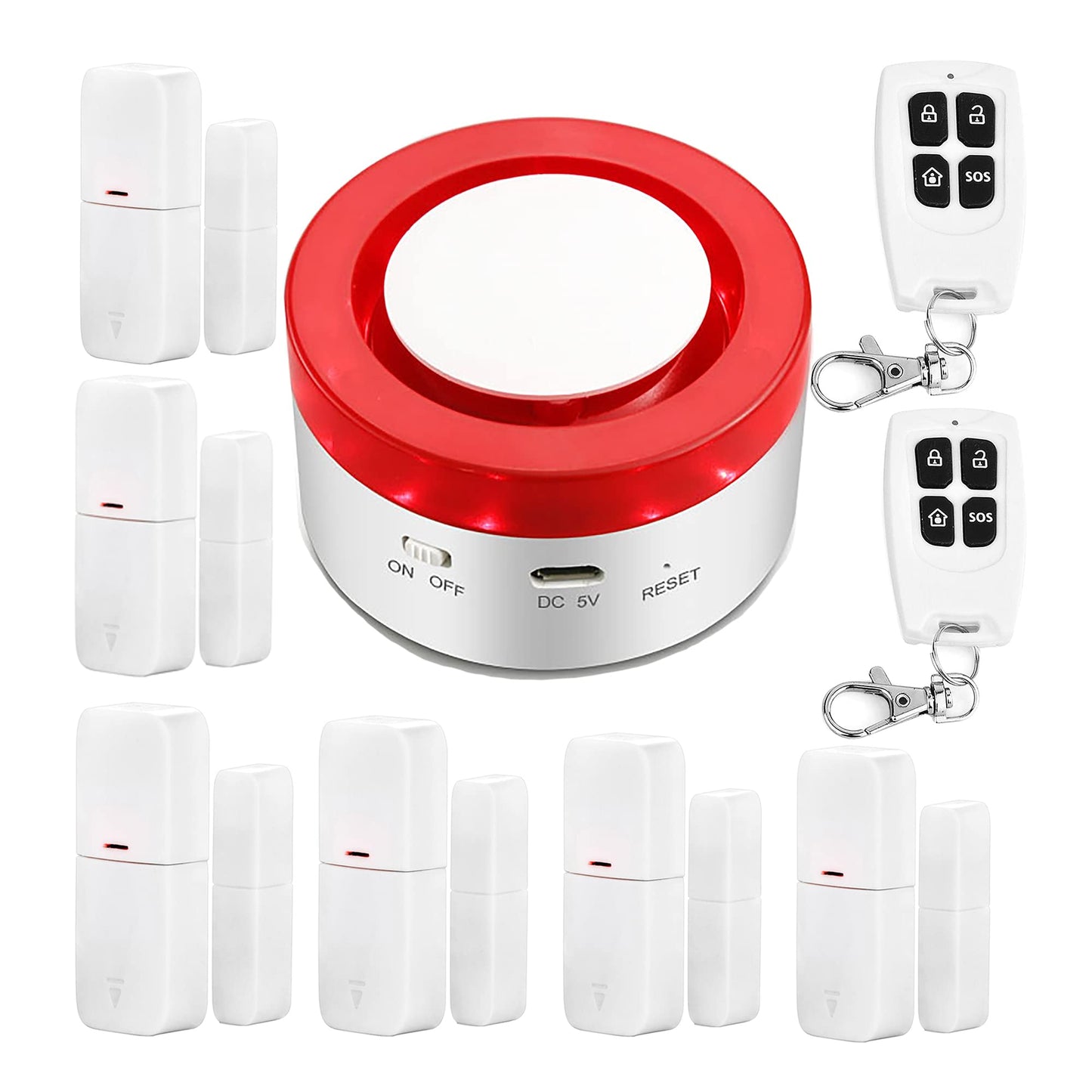 WiFi Door Alarm System: DIY Wireless Smart Home Security System Kit with APP Alerts, 9 Pieces-Kit (Alarm Siren, Door Window Sensor, Remote)