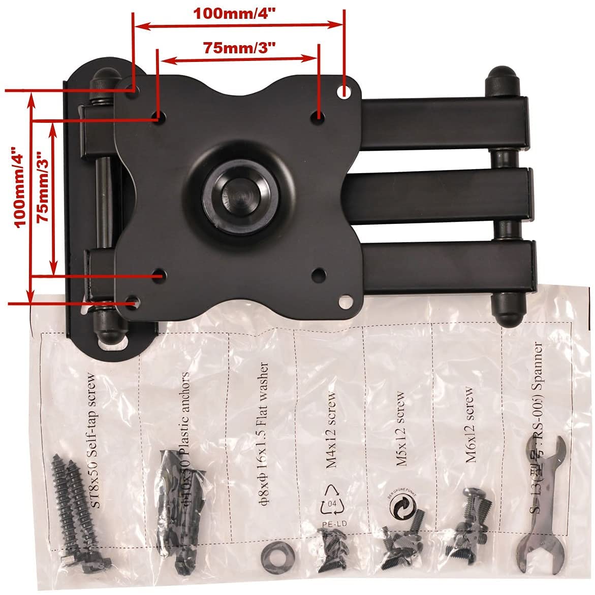 VideoSecu Articulating Tilt LCD Monitor TV Wall Mount Bracket for Most 15-31" TV Monitor Display ML12B BWY