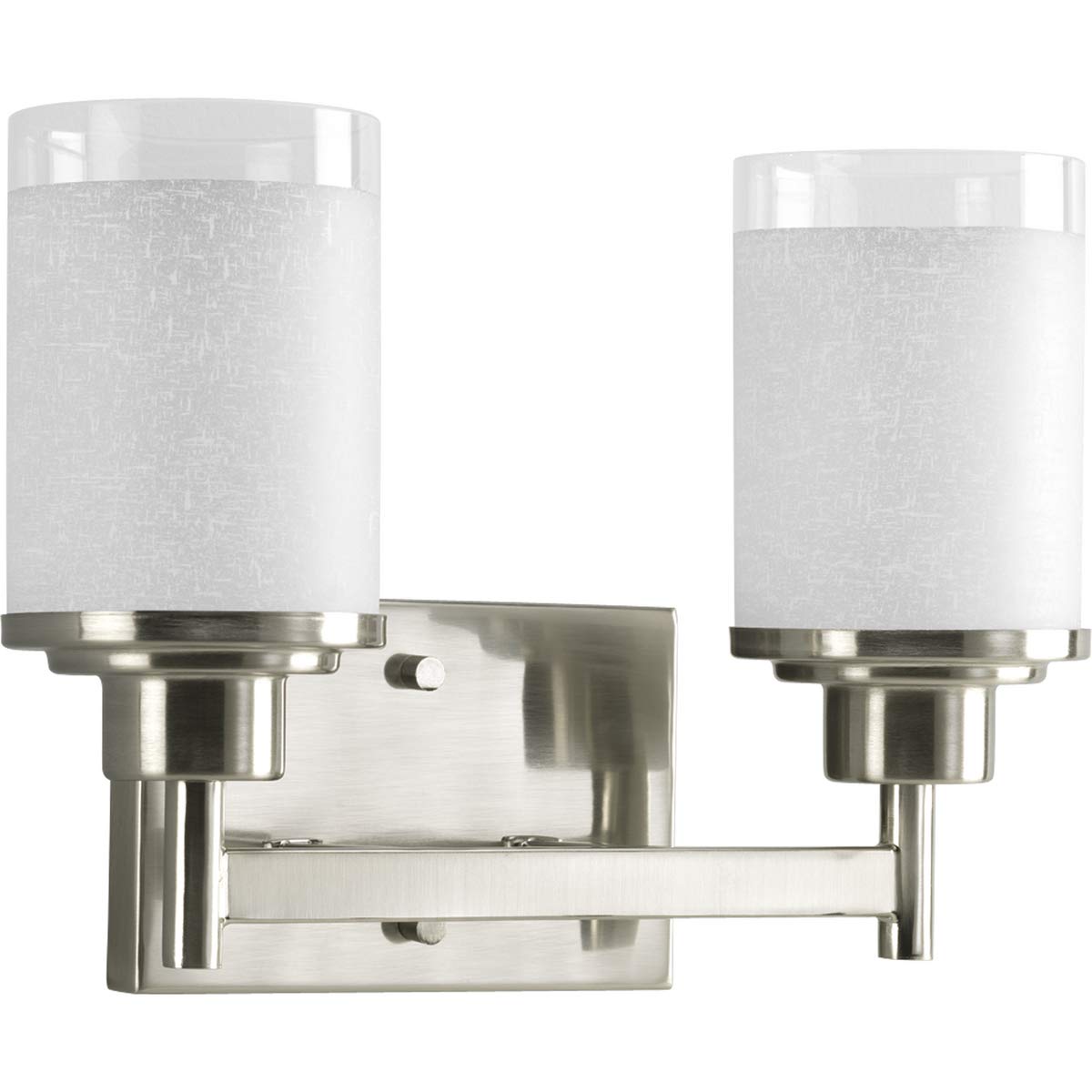 Progress Lighting Alexa Collection 2-Light Etched Linen with Clear Edge Glass Modern Bath Vanity Light Brushed Nickel