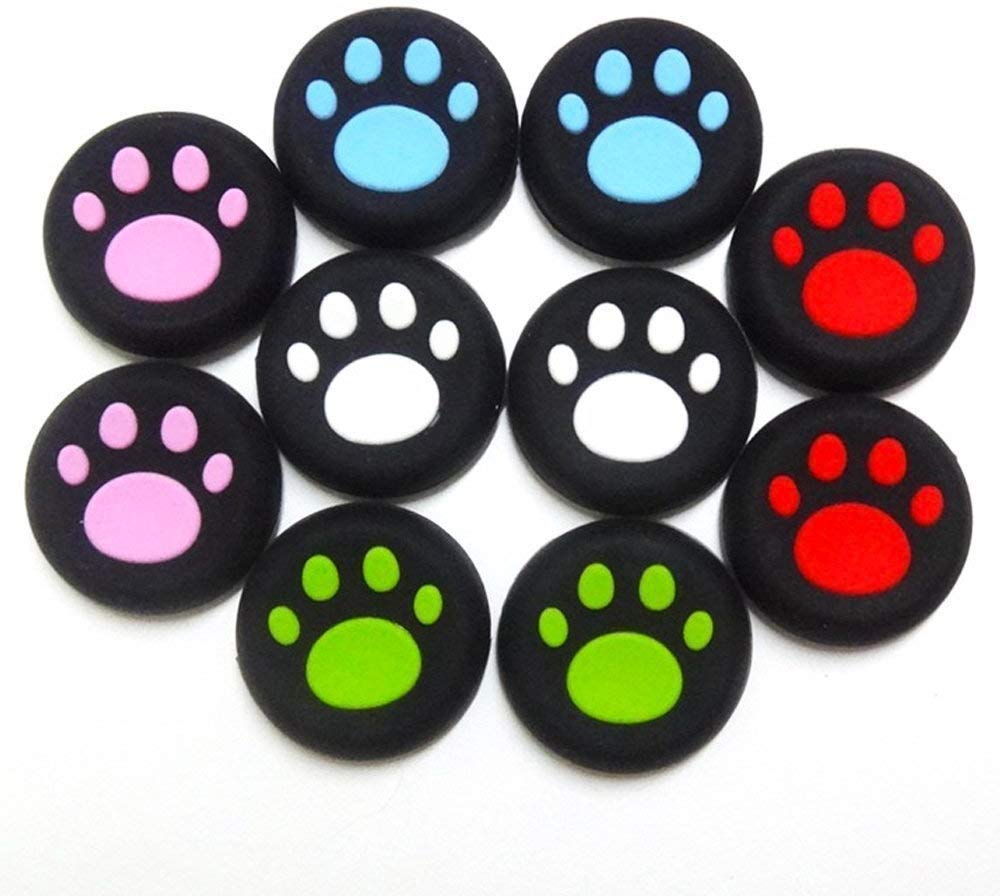 Timorn 5 Pairs/10 PCS Silicone Cat Pad Joystick Thumb Stick Caps Cover for PS4 PS3 PS2 Xbox One/360 Game Controller
