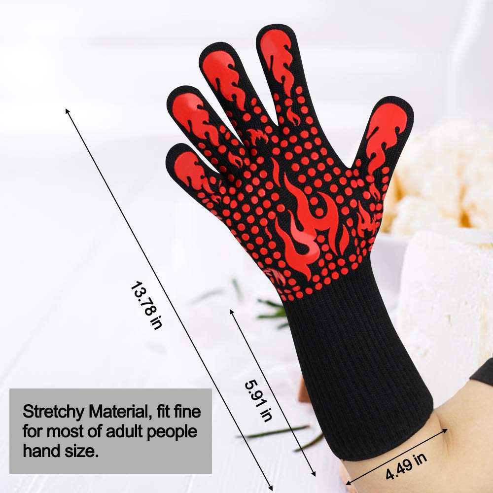 Comsmart BBQ Gloves – 1472°F Heat Resistant, Silicone Non-Slip Oven & Grill Gloves for Barbecue, Cooking, Baking, Cutting