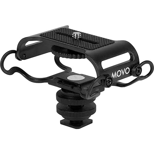 Movo SMM5-B Universal Microphone and Portable Recorder Shock Mount - Fits the Zoom H1n, H2n, H4n, H5, H6, Tascam DR-40x, DR-05x, DR-07x and others